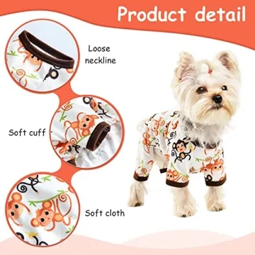 Dog Pajamas for Small Dogs Boy Girl, Dog Clothes Tiny Chihuahua Yorkie Spring Summer Shirt, Cute Puppy Outfit Pjs Jumpsuit Cat Onesie Apparel Pet Clothes