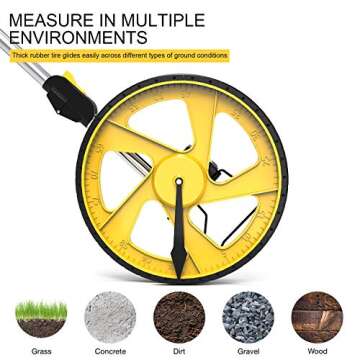 Zozen Measuring Wheel in Feet and Inches, Mechanical | Double Collapsible | One Key to Reset | Kicks...