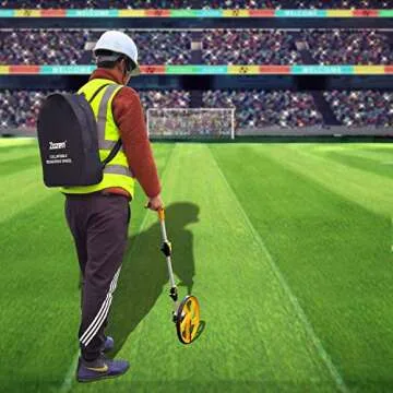 Zozen Measuring Wheel in Feet and Inches, Mechanical | Double Collapsible | One Key to Reset | Kickstand to Keep Stand | Starting Point Arrow and Cloth Carrying Bag, 0-9,999 Ft Measure Wheel.