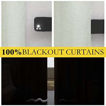 NICETOWN Sage Green Blackout Linen Curtains 95 inches Long, 2 Pieces, 52" Wide Each Panel, Bronze Gr...