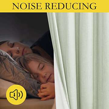 NICETOWN Sage Green Blackout Linen Curtains 95 inches Long, 2 Pieces, 52" Wide Each Panel, Bronze Grommet Full Light Blocking Drapes with White Thermal Insulated Liner for Nursery, Hall, Villa