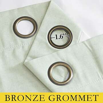 NICETOWN Sage Green Blackout Linen Curtains 95 inches Long, 2 Pieces, 52" Wide Each Panel, Bronze Grommet Full Light Blocking Drapes with White Thermal Insulated Liner for Nursery, Hall, Villa