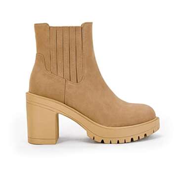 Womems Platform Lug Sole Ankle Boots Chunky Block Heel Seam Booties Combat Cozy Round Toe Chelsea Shoes