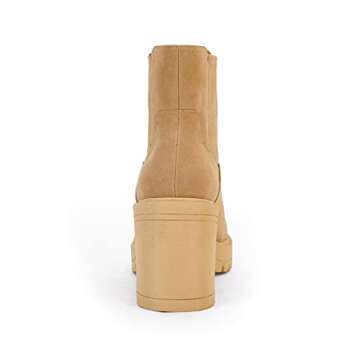 Womems Platform Lug Sole Ankle Boots Chunky Block Heel Seam Booties Combat Cozy Round Toe Chelsea Shoes