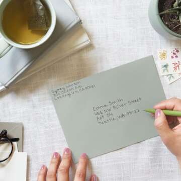 A7 Gray Invitation 5x7 Envelopes - Self Seal, Square Flap,Perfect for 5x7 Cards, Weddings, Birthday, invitations, Graduation, Baby Shower, 5.25 x 7.25 Inches, 100 Pack, (Gray)