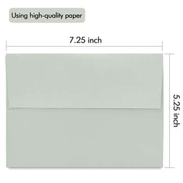 A7 Gray Invitation 5x7 Envelopes - Self Seal, Square Flap,Perfect for 5x7 Cards, Weddings, Birthday, invitations, Graduation, Baby Shower, 5.25 x 7.25 Inches, 100 Pack, (Gray)