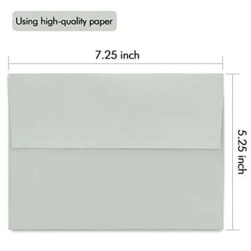 A7 Gray Invitation 5x7 Envelopes - Self Seal, Square Flap,Perfect for 5x7 Cards, Weddings, Birthday, invitations, Graduation, Baby Shower, 5.25 x 7.25 Inches, 100 Pack, (Gray)