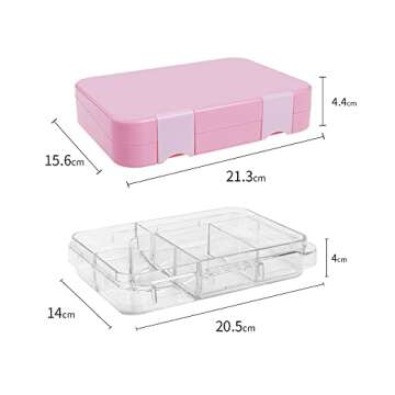 Molilito Leakproof Children Lunch Box 4/6 Compartment Food Meal Container Box, Bento Lunch Containers for Adults and Kids, Portable Bento Lunch Box for Picnic, School, Tritan Food-Safe Materials