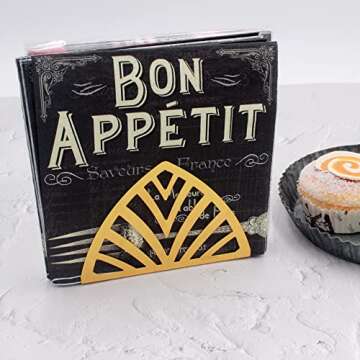 Tstarer Golden Metal Napkin Holder, Table Napkin Organizer for Kitchen & Picnic - Small 5.1 W X 3.5 H X 1.5 D (triangle)