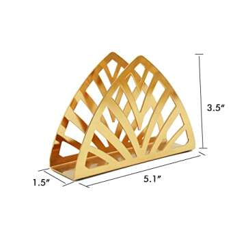 Tstarer Golden Metal Napkin Holder, Table Napkin Organizer for Kitchen & Picnic - Small 5.1 W X 3.5 H X 1.5 D (triangle)