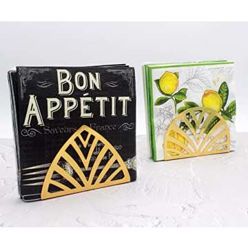 Tstarer Golden Metal Napkin Holder, Table Napkin Organizer for Kitchen & Picnic - Small 5.1 W X 3.5 H X 1.5 D (triangle)