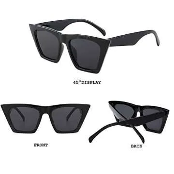 BUTABY Vintage Cat Eye Sunglasses - Stylish Oversized Shades