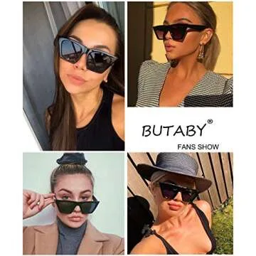 BUTABY Vintage Cat Eye Sunglasses - Stylish Oversized Shades