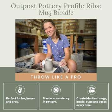 OUTPOST POTTERY Profile Ribs - Precision Pottery Rib Tools Made W/Durable PLA for Consistent Shapes, Floating Designs & Accurate Craft - Texture & Trimming Tools (Waco Tours)