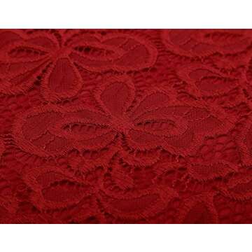 DJT Womens Boat Neck Floral Lace Raglan Long Sleeve Shirt Top Medium Wine