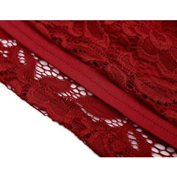 DJT Womens Boat Neck Floral Lace Raglan Long Sleeve Shirt Top Medium Wine