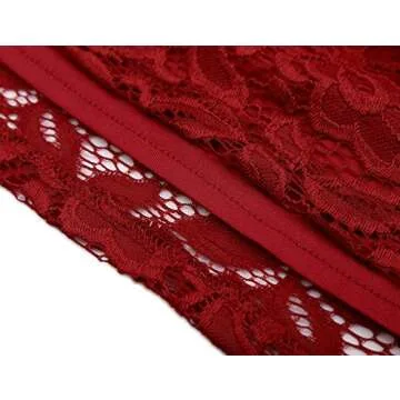 DJT Womens Boat Neck Floral Lace Raglan Long Sleeve Shirt Top Medium Wine