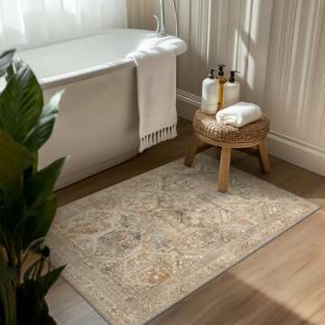 Bavni 2x3 Vintage Washable Rug Non-Slip Lightweight Style