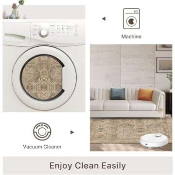 Bavni 2x3 Vintage Washable Rug Non-Slip Lightweight Style