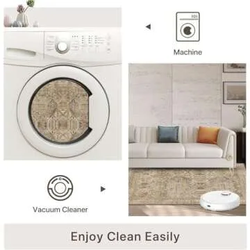 Bavni 2x3 Vintage Washable Rug Non-Slip Lightweight Style