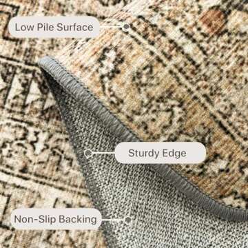 Bavni 2x3 Vintage Washable Rug Non-Slip Lightweight Style