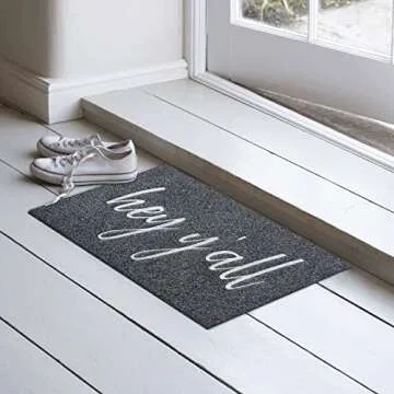 JJUUYOU Funny Welcome Mat for Front Door Hey Y'all Doormat Farmhouse Durable Non Slip Rubber Backing Mat Entry Floor Mat Inside Entrance Switch Mat