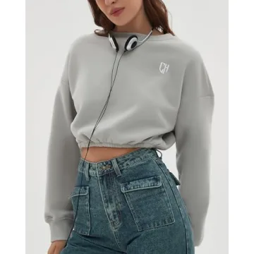 CHYRII Women Oversized Cropped Sweatshirt for Cozy Fall Style