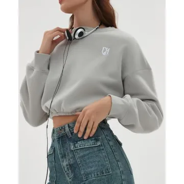 CHYRII Women Oversized Cropped Sweatshirt for Cozy Fall Style