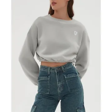 CHYRII Women Oversized Cropped Sweatshirt for Cozy Fall Style