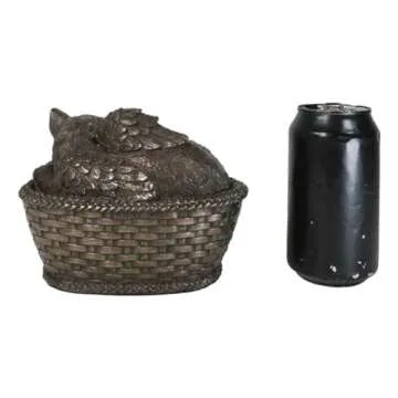 Ebros Heavenly Angel Cat Sleeping in Wicker Bed Basket Cremation Urn Pet Memorial Statue Decor Figurine 6.5 Inch Long