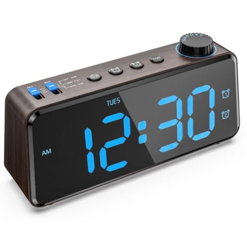 ANJANK Upgrade Digital Alarm Clock Radios for Bedroom 0-100% Dimmer, Weekday/Weekend Dual Alarm, USB...