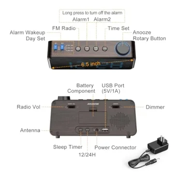 ANJANK Digital Alarm Clock Radio with FM & USB Charging