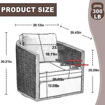 LuxyHoom Swivel Accent Chair,Upholstered Armchair with Cushion Back,Rattan Frame,Boucle Accent Chair...