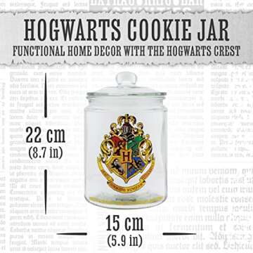 Paladone PP9118HP Harry Potter Hogwarts Glass Cookie Jar - Kitchen Accessory - Official Merchandise, Black