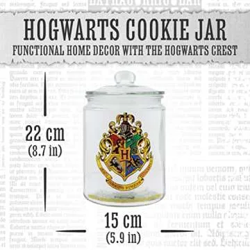 Paladone PP9118HP Harry Potter Hogwarts Glass Cookie Jar - Kitchen Accessory - Official Merchandise, Black