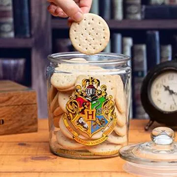Paladone PP9118HP Harry Potter Hogwarts Glass Cookie Jar - Kitchen Accessory - Official Merchandise, Black