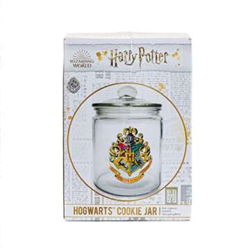 Paladone PP9118HP Harry Potter Hogwarts Glass Cookie Jar - Kitchen Accessory - Official Merchandise, Black