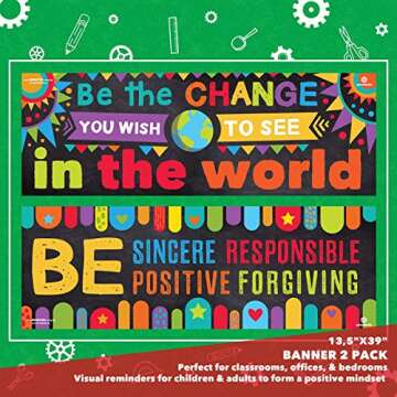 Sproutbrite Classroom Banner Decorations - Motivational & Inspirational Growth Mindset for Teachers and Students