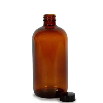 Vivaplex 16 oz Amber Glass Bottles with Lids for Storage