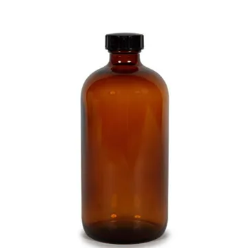 Vivaplex 16 oz Amber Glass Bottles with Lids for Storage