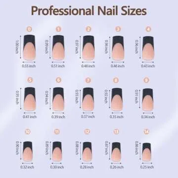 Misssix Black French Gel Nail Tips - 240Pcs Long Square Press-ons