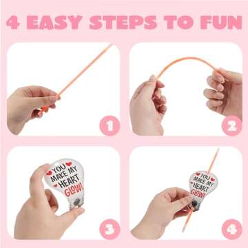 JOYIN 36 Packs Neon Valentines Day Gift Bulb Cards with Glow Sticks, Glow Necklaces for Valentine's Party Favor, Valentine Classroom Exchange Cards, Valentine School Prize