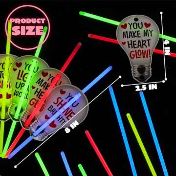 JOYIN 36 Packs Neon Valentines Day Gift Bulb Cards with Glow Sticks, Glow Necklaces for Valentine's Party Favor, Valentine Classroom Exchange Cards, Valentine School Prize