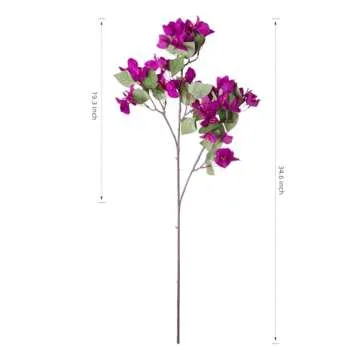 HyeFlora Bougainvillea Artificial Flowers, Faux Bougainvillea Flowers Bulk Bouquest for Vase, Fake Silk Floral 37.4 inches Long Stems for Wedding, Indoor, Outdoor Decoration (4PCS, Purple)