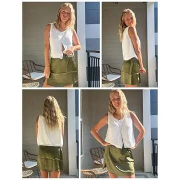 Zeagoo Womens Mini Skirt Stain Silk Skirts Sexy Stretch Fitted Bodycon Short A-Line Skirts Y2k Cute Skirts,Army Green,Medium