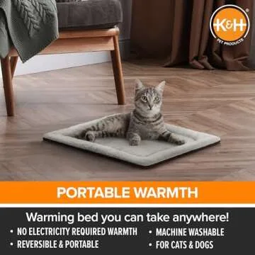 K&H PET PRODUCTS Self-Warming Cat Bed Pad, Self Heating Pad for Outdoor Cat Houses, Warming Mat for Indoor Pet Beds & Furniture, Reversible Blanket, Washable - Small 21 X 17in Oatmeal/Chocolate