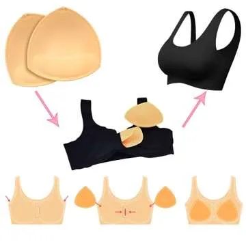 TopBine 3 Pairs Bra Pads Inserts Women's Sports Cups Bra Replacement Insert Bra Padding Inserts for Bikini Swimsuit (3 Color L, C/D)