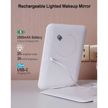 LUKYMIRO 7x9.5" Lighted Travel Mirror - 10X Magnification