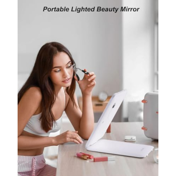 LUKYMIRO 7x9.5" Lighted Travel Mirror - 10X Magnification