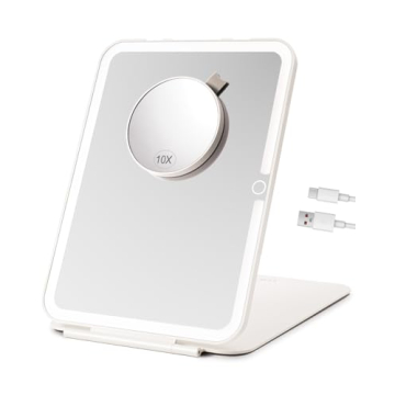LUKYMIRO 7x9.5" Lighted Travel Mirror - 10X Magnification
